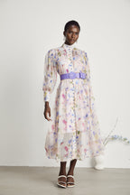 Lili çiçek midi elbise