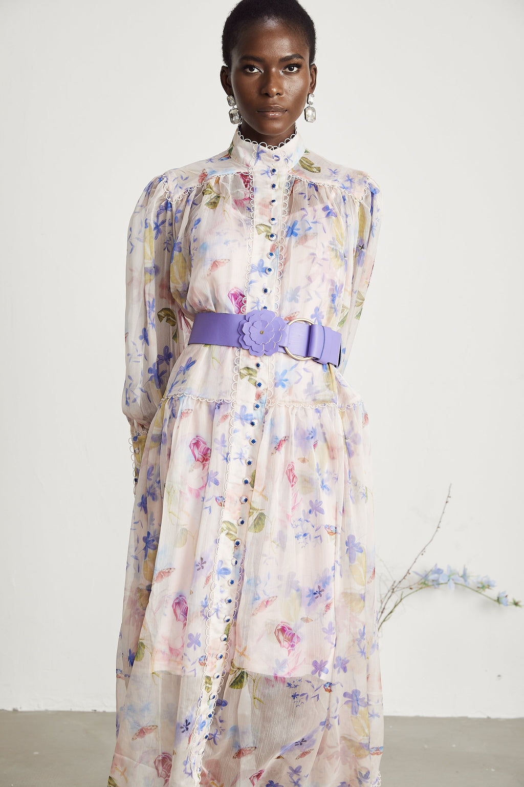 Lili çiçek midi elbise