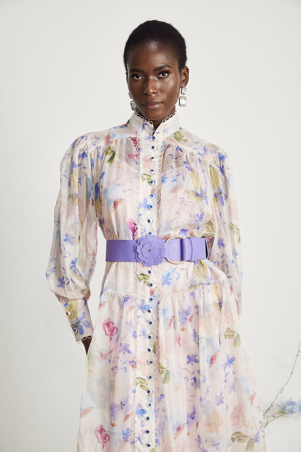 Lili çiçek midi elbise