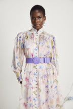 Lili çiçek midi elbise