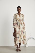 Moren çiçek maksi elbise