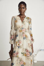 Moren çiçek maksi elbise