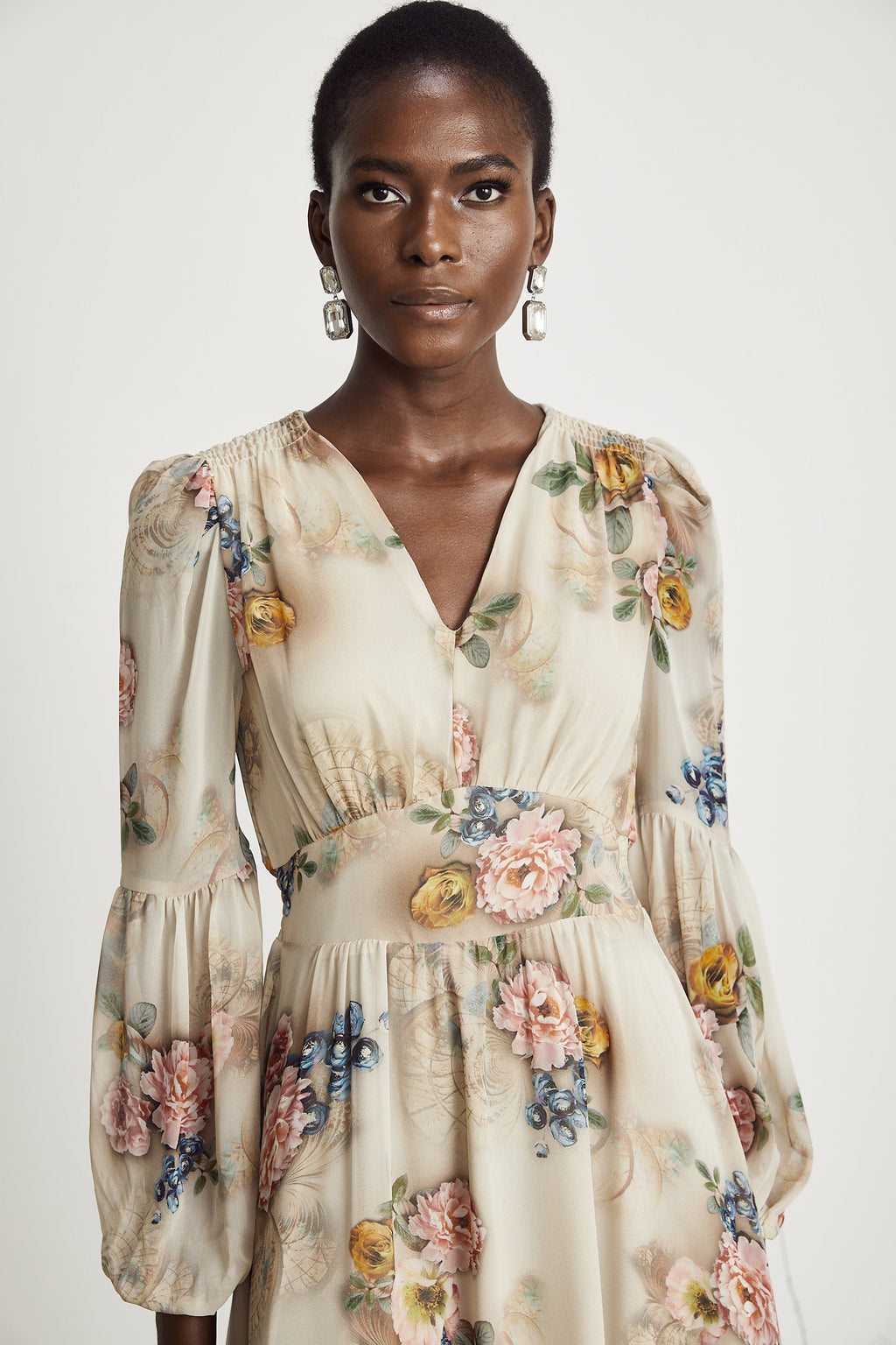 Moren çiçek maksi elbise