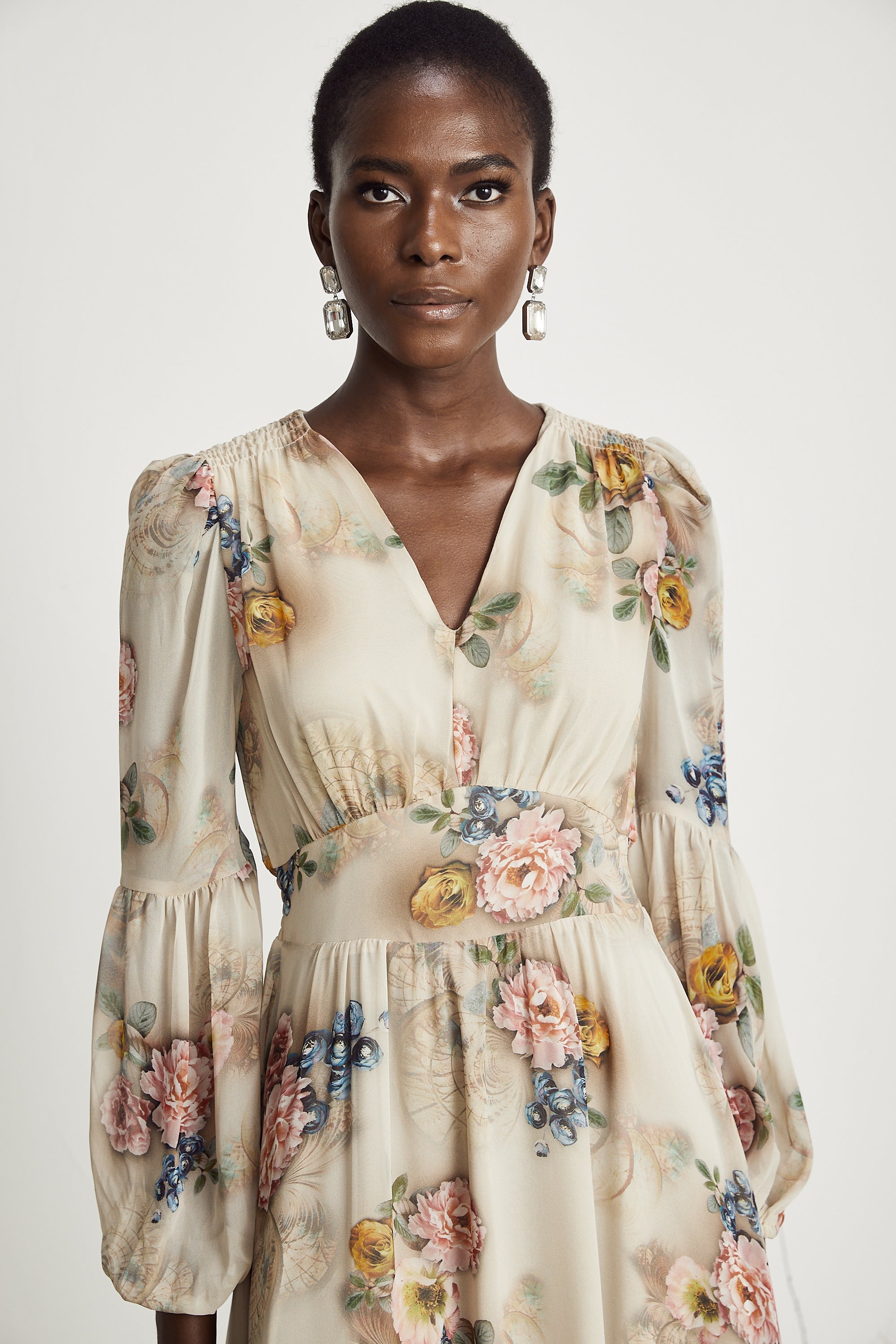 Moren çiçek maksi elbise