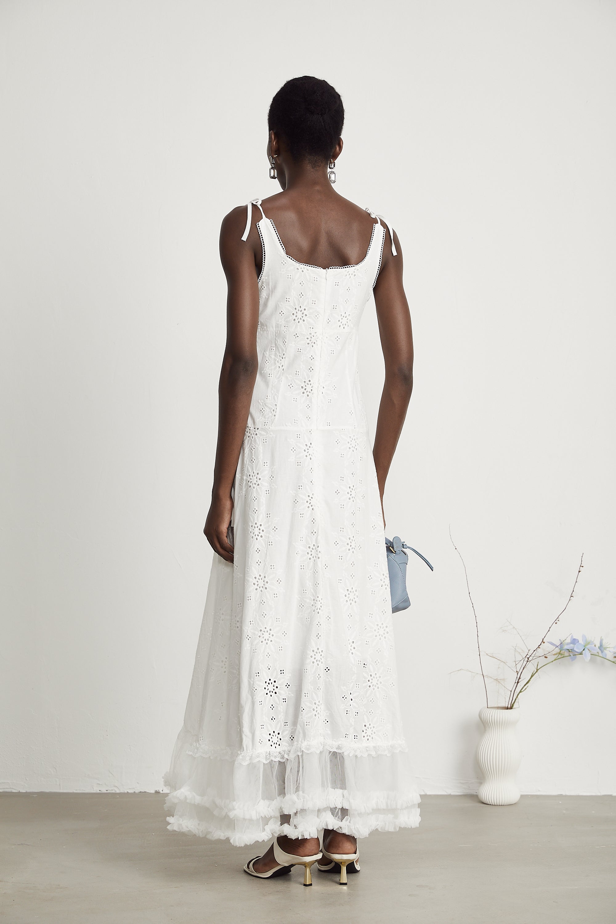 Lili şeffaf midi elbise