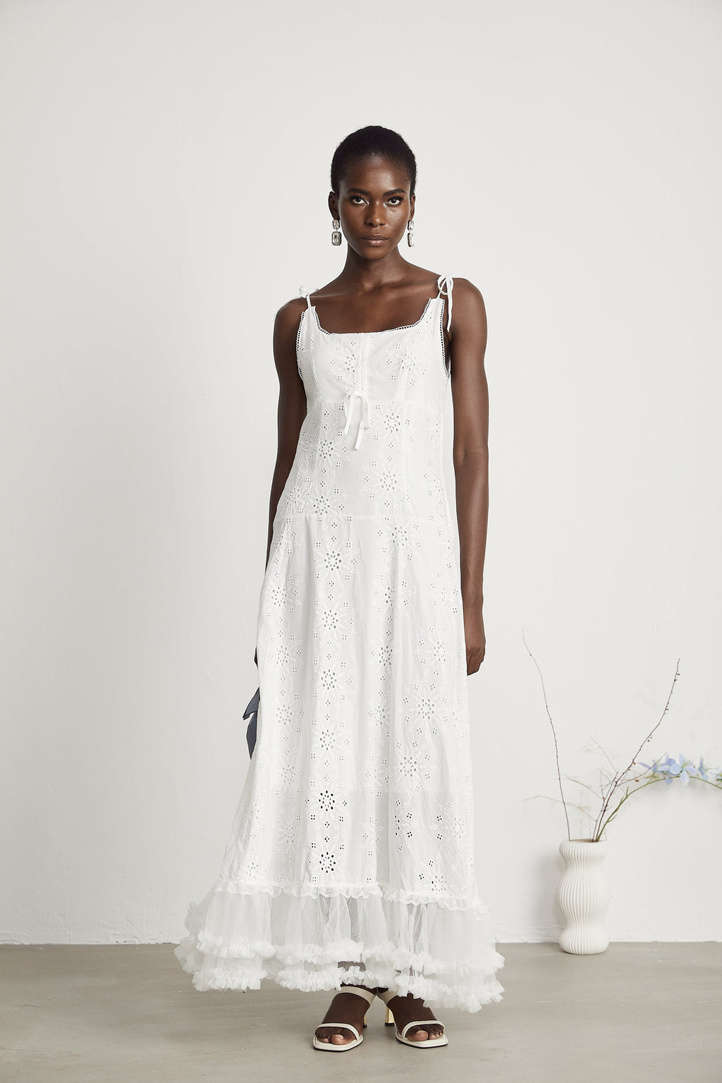 Lili şeffaf midi elbise