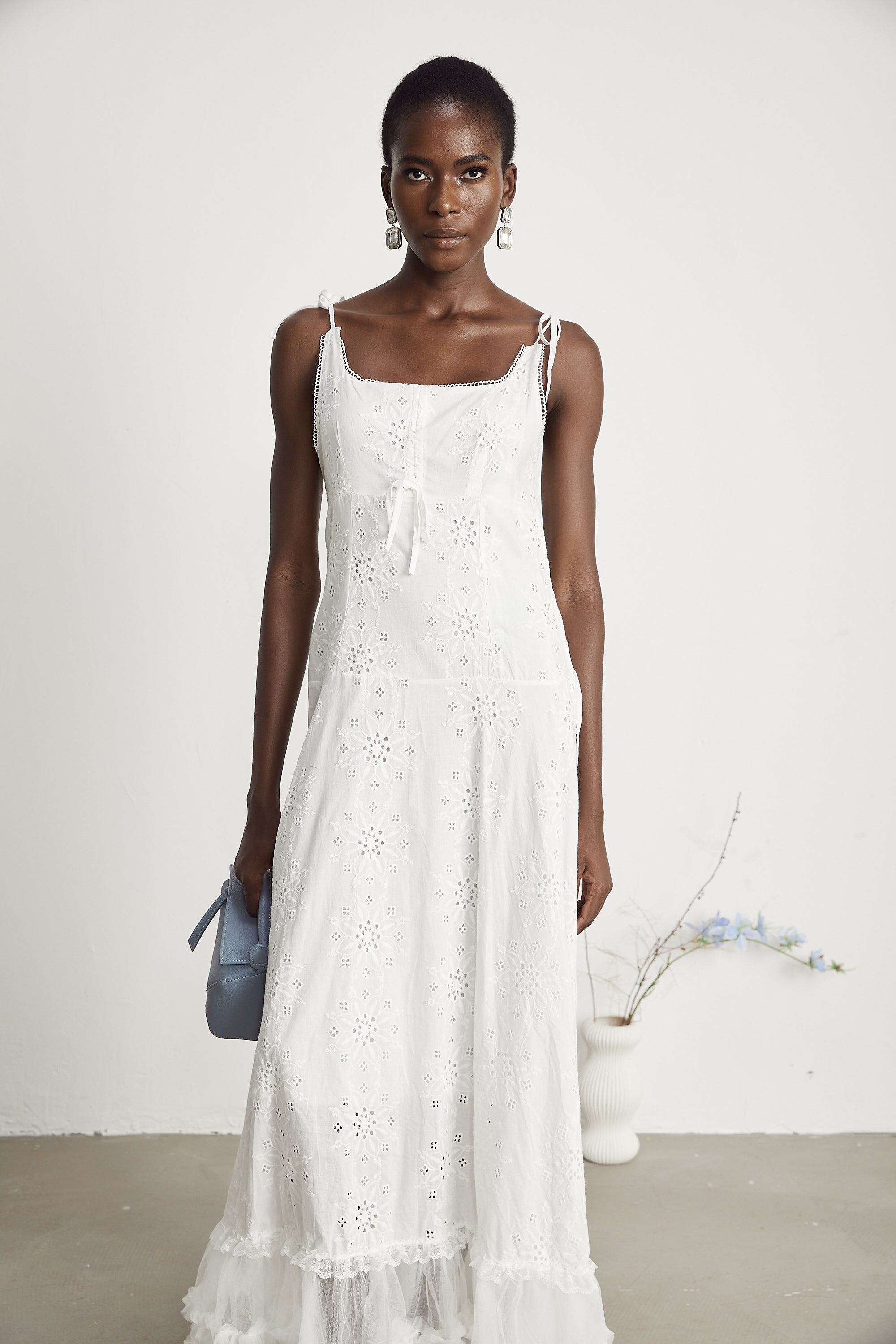 Lili şeffaf midi elbise