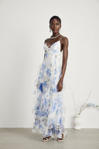 Noémie çiçek midi elbise