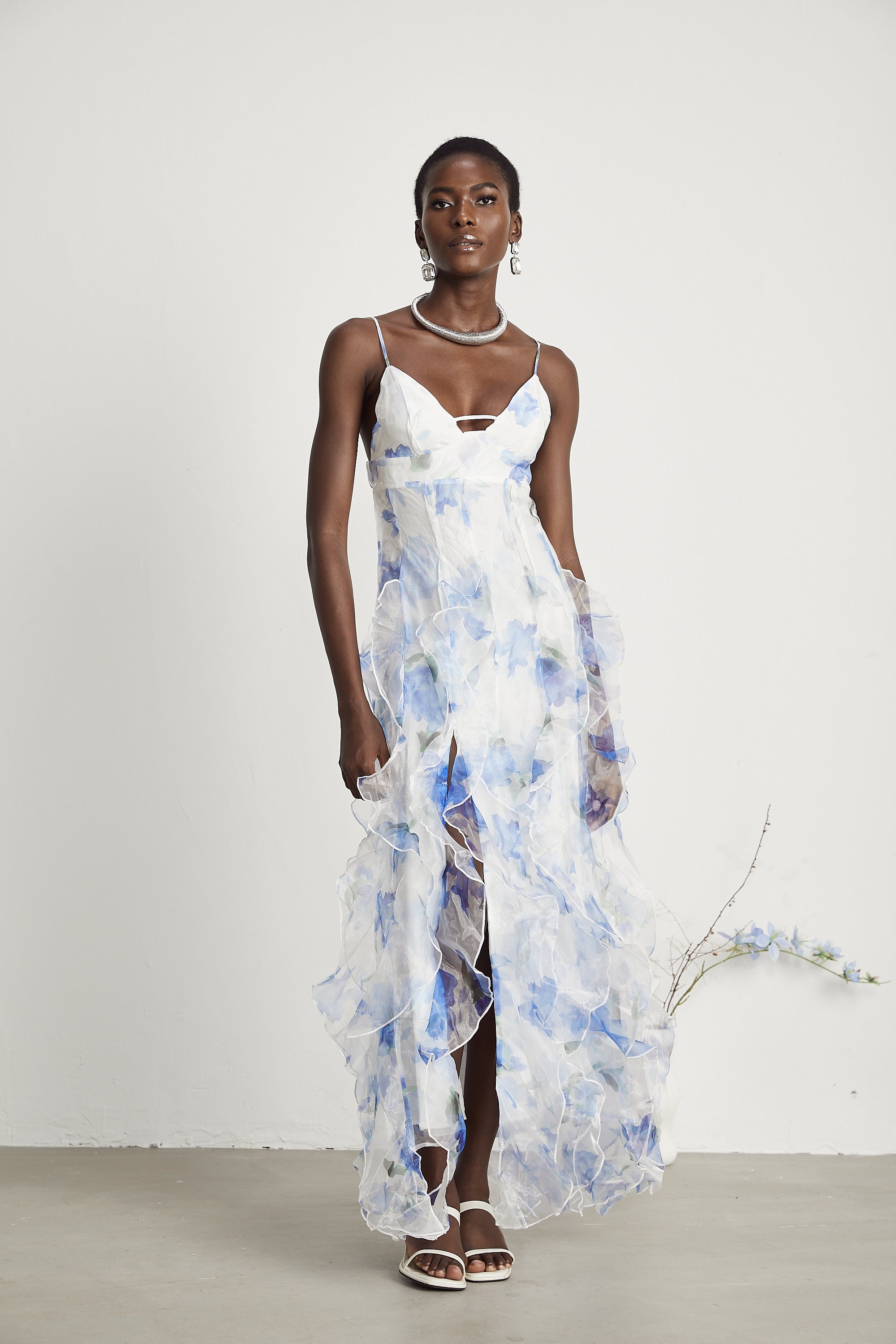 Noémie çiçek midi elbise