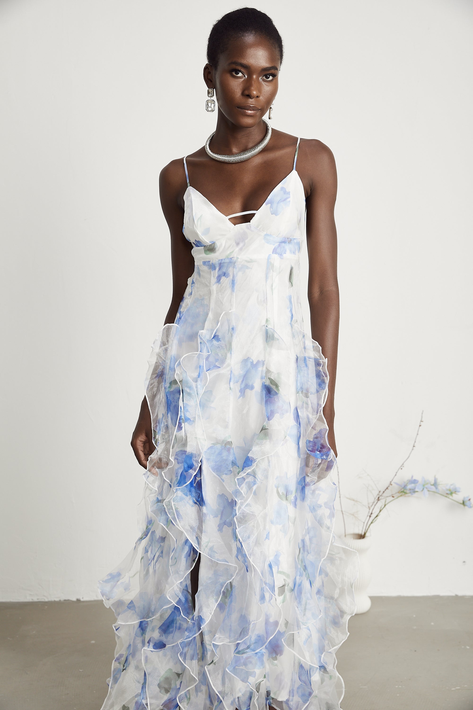 Noémie çiçek midi elbise