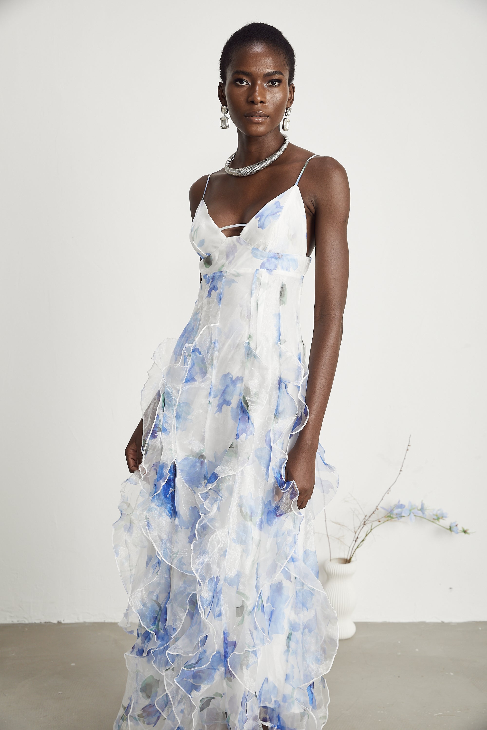 Noémie çiçek midi elbise