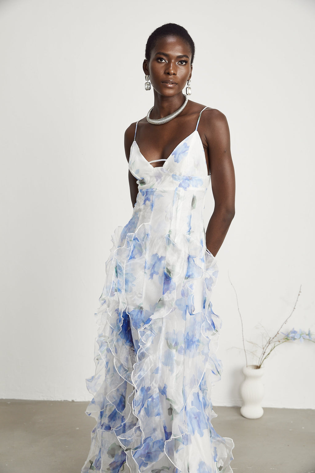 Noémie çiçek midi elbise