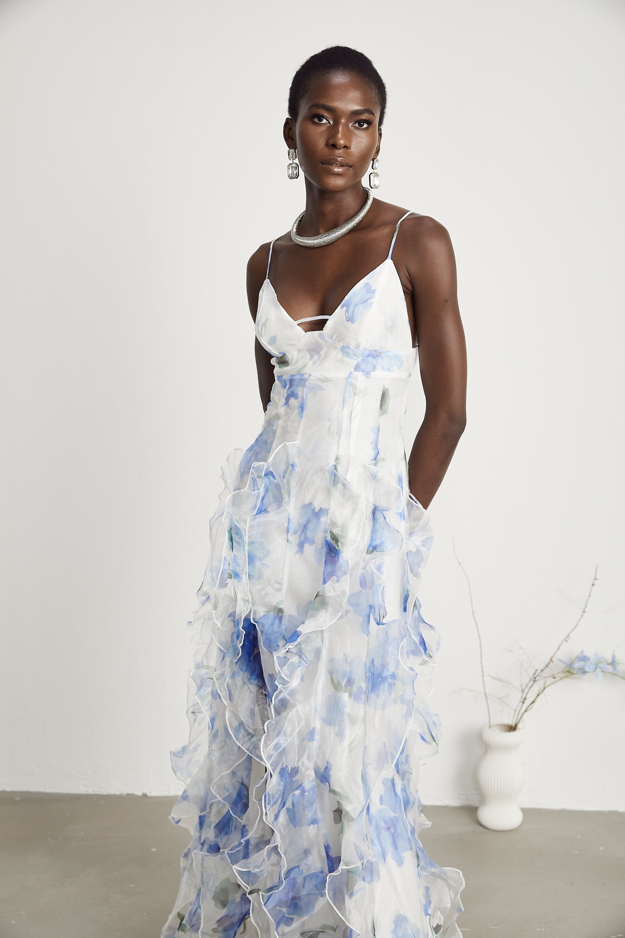 Noémie çiçek midi elbise