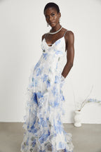 Noémie çiçek midi elbise