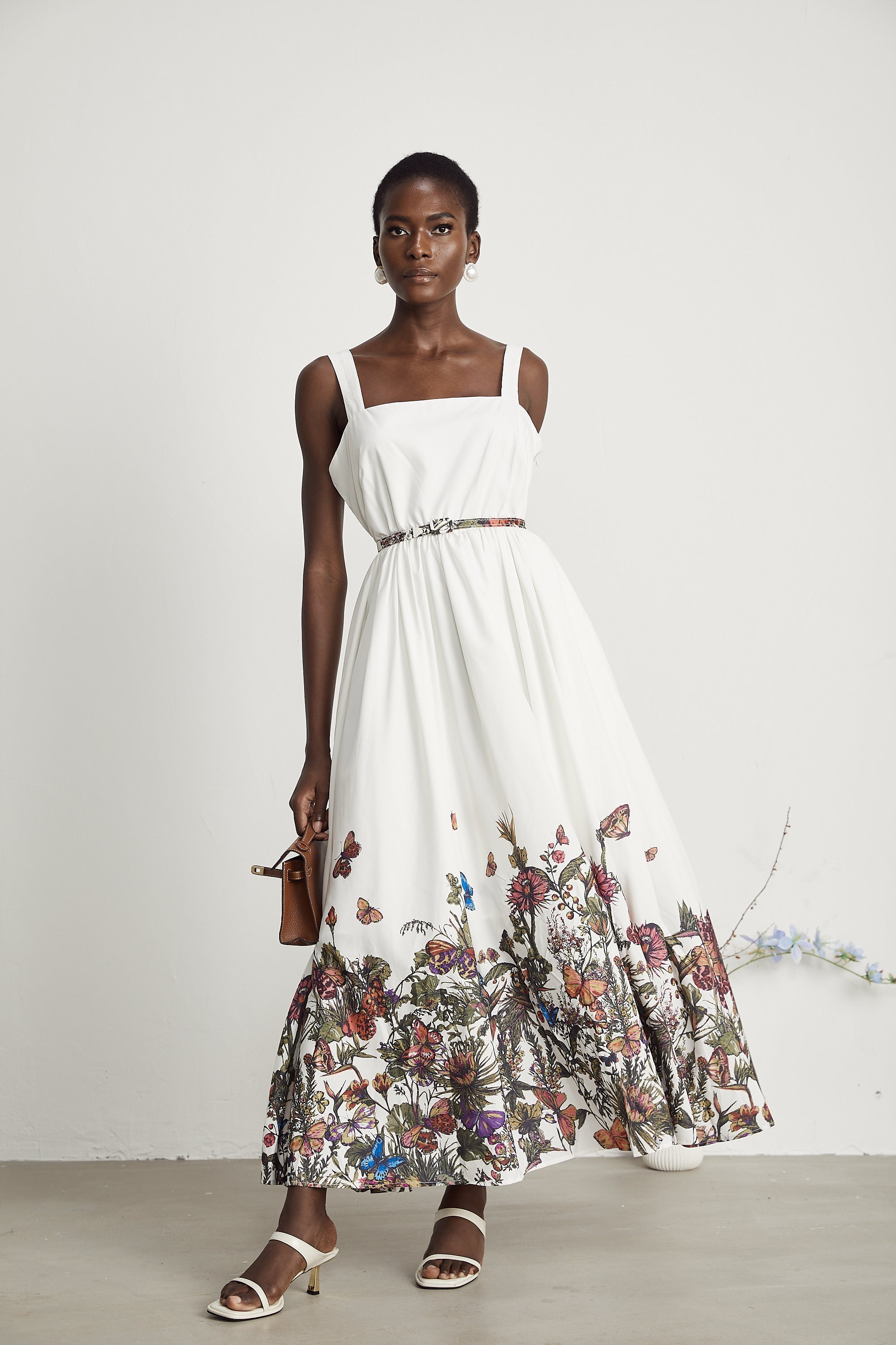 Thaïs desenli midi elbise