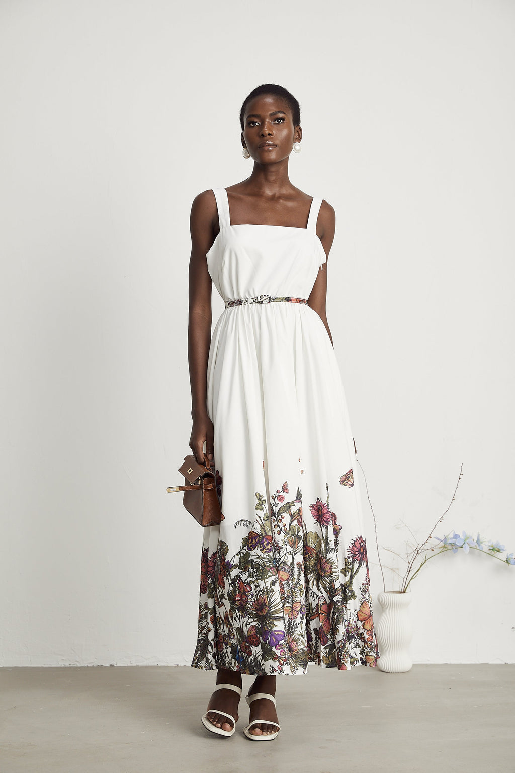 Thaïs desenli midi elbise