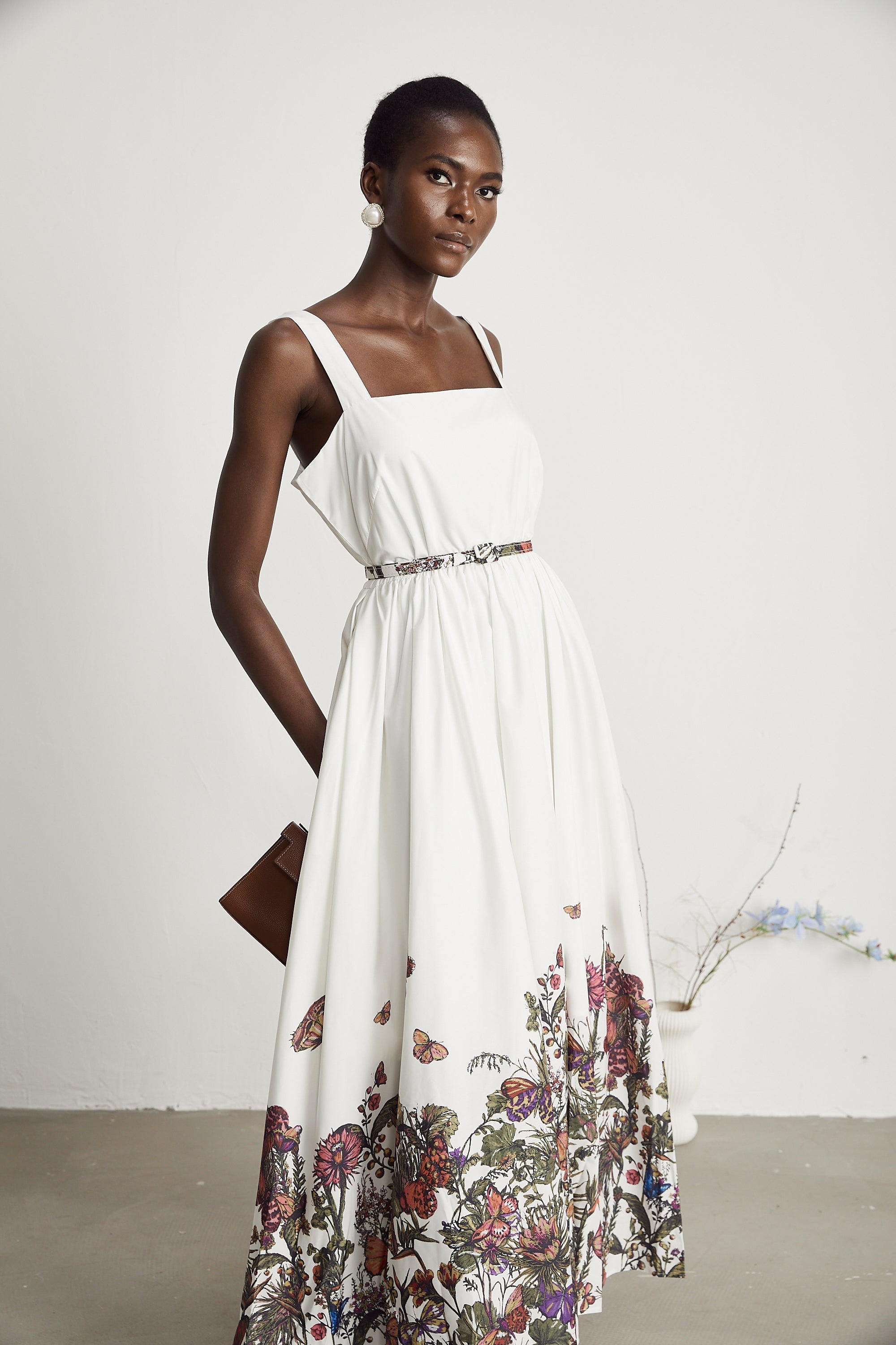 Thaïs desenli midi elbise