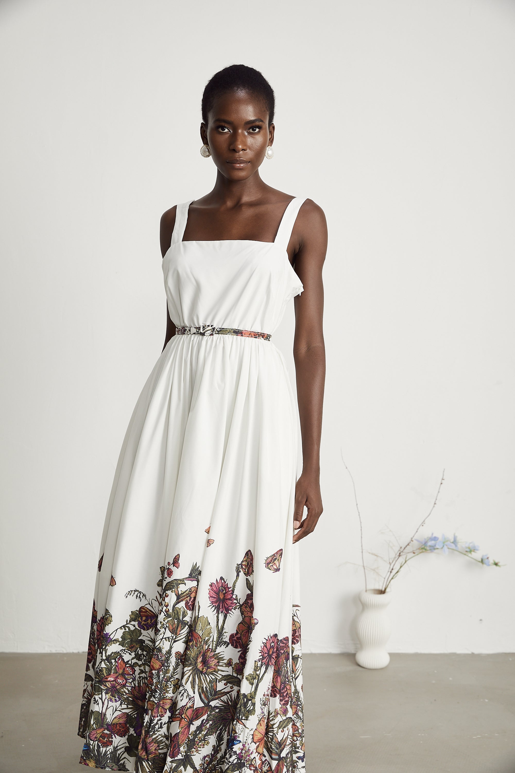 Thaïs desenli midi elbise