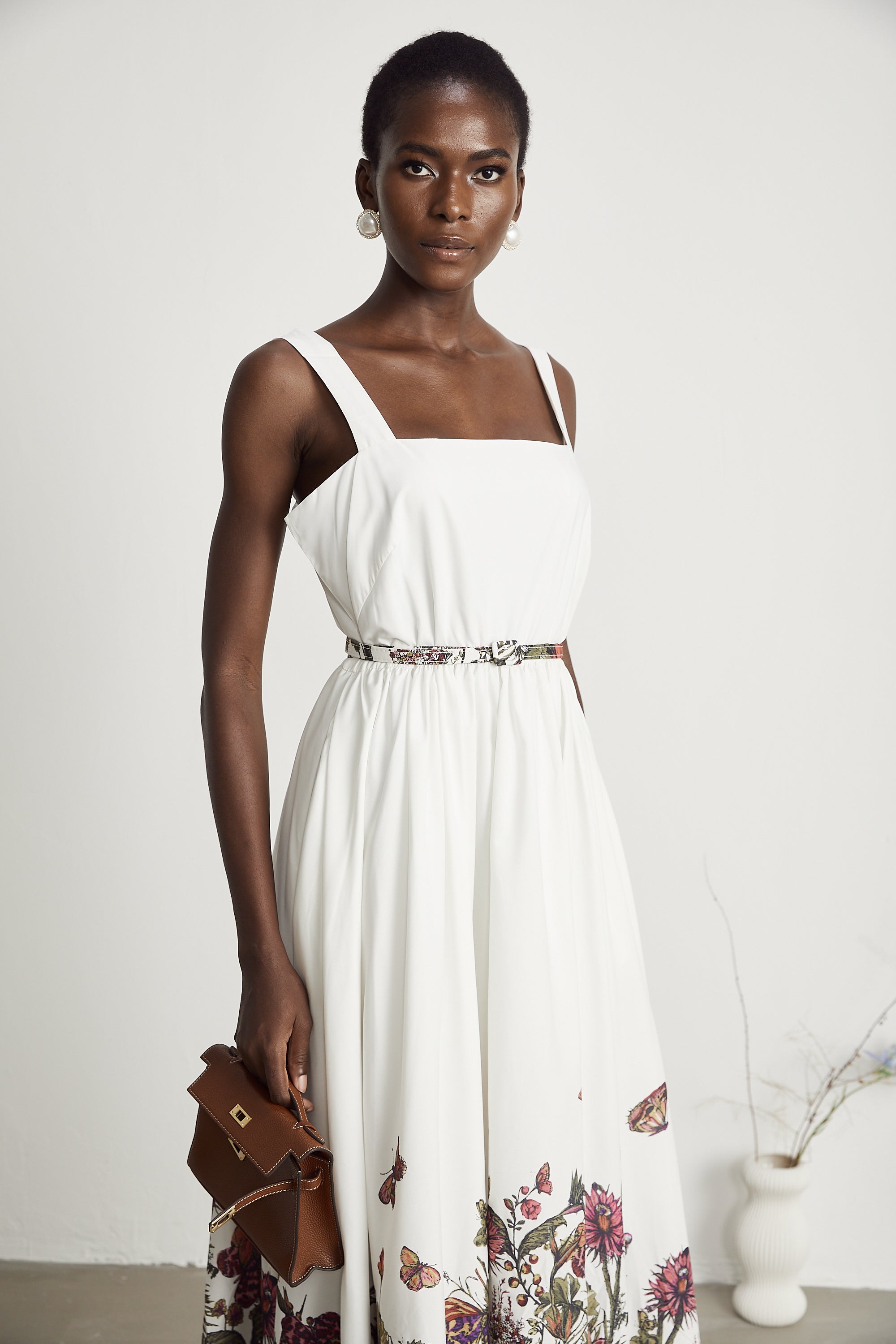 Thaïs desenli midi elbise