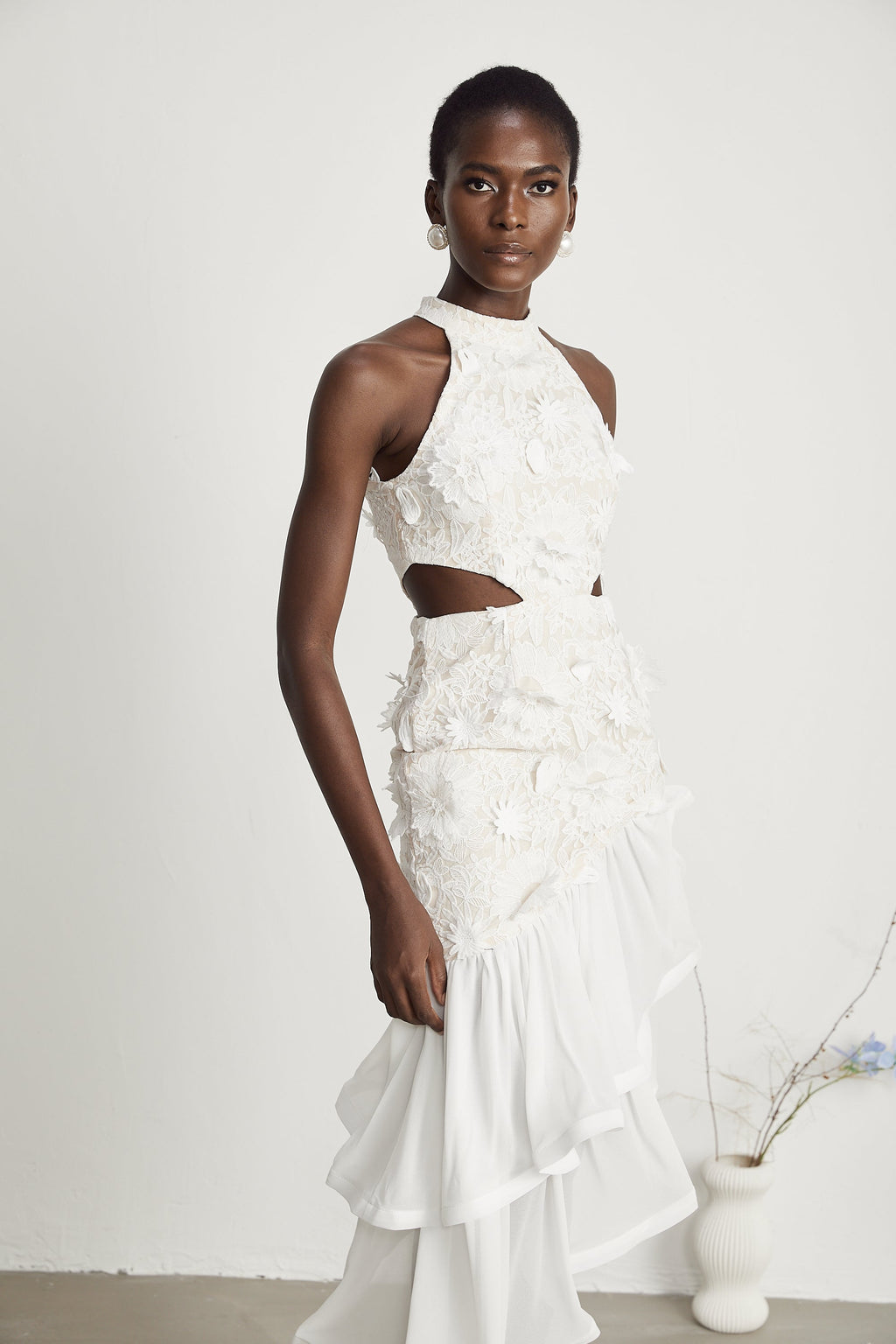 Zoë asimetrik midi elbise