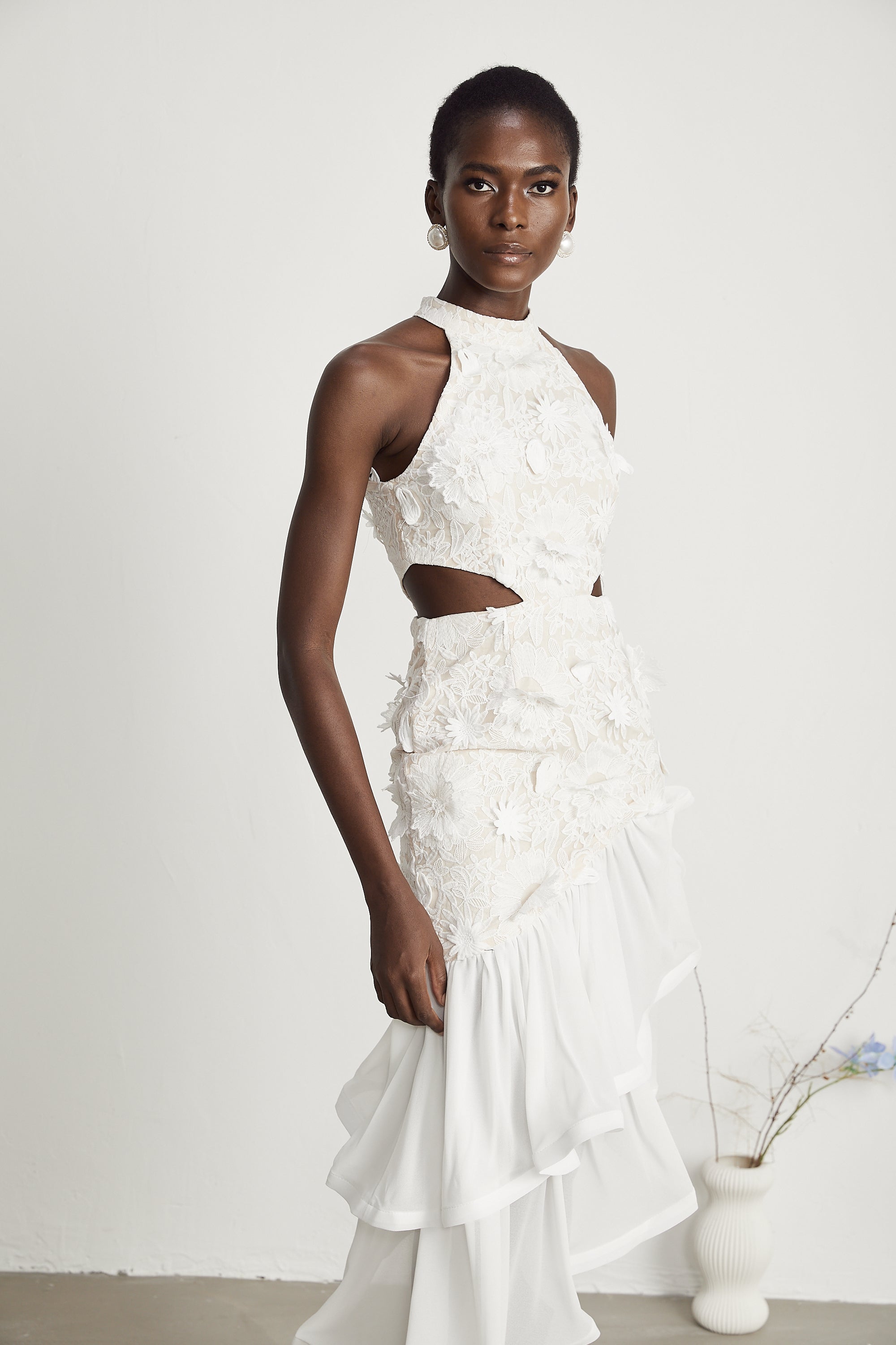 Zoë asimetrik midi elbise