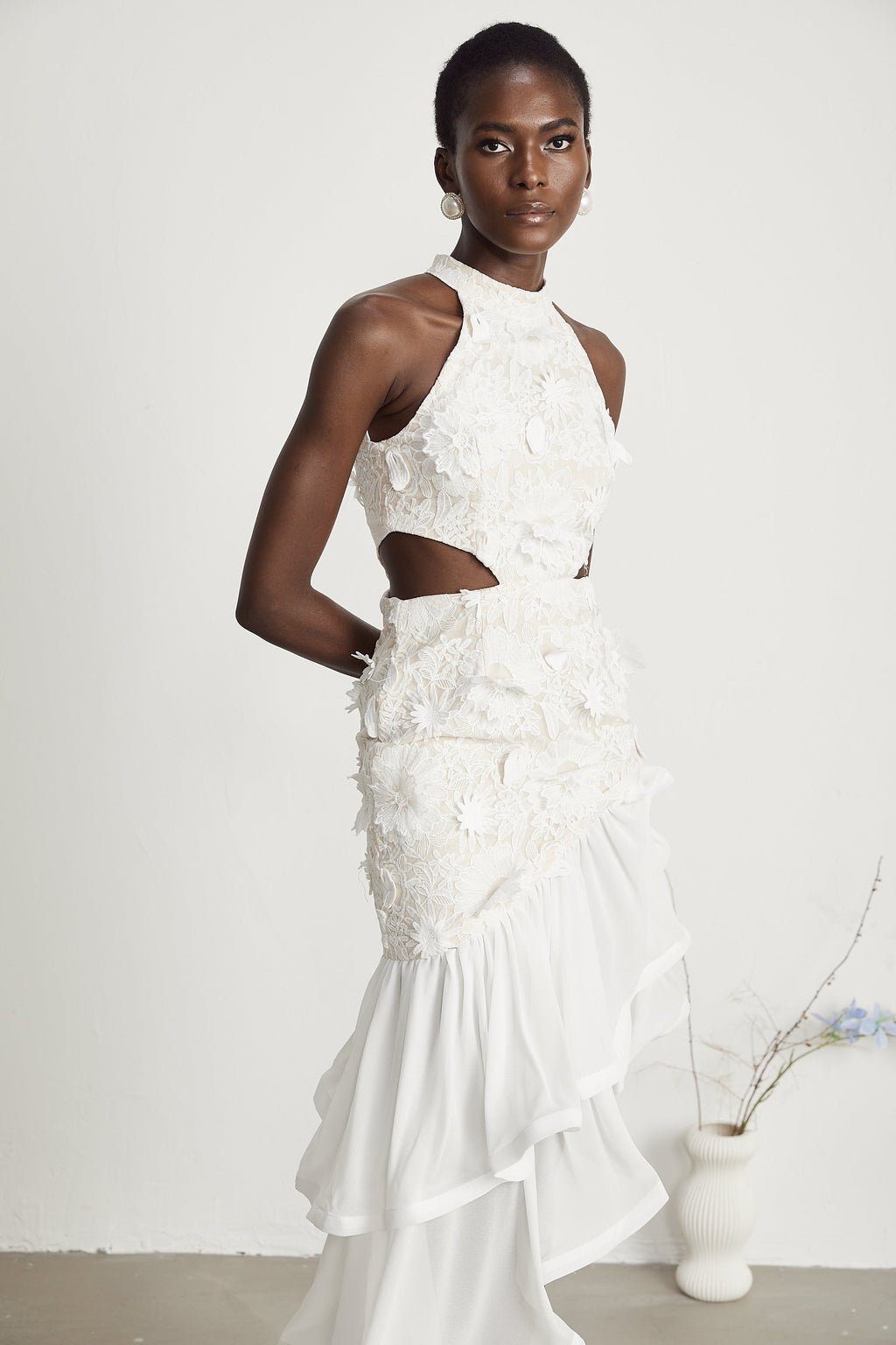 Zoë asimetrik midi elbise