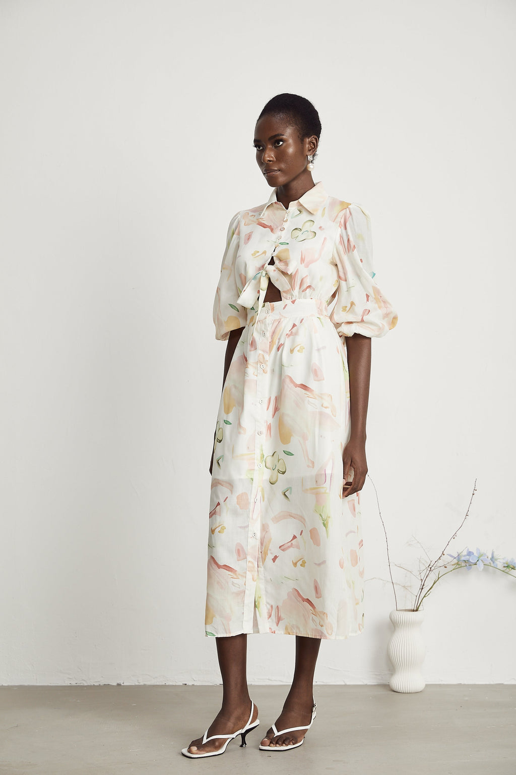 Noya desen midi elbise