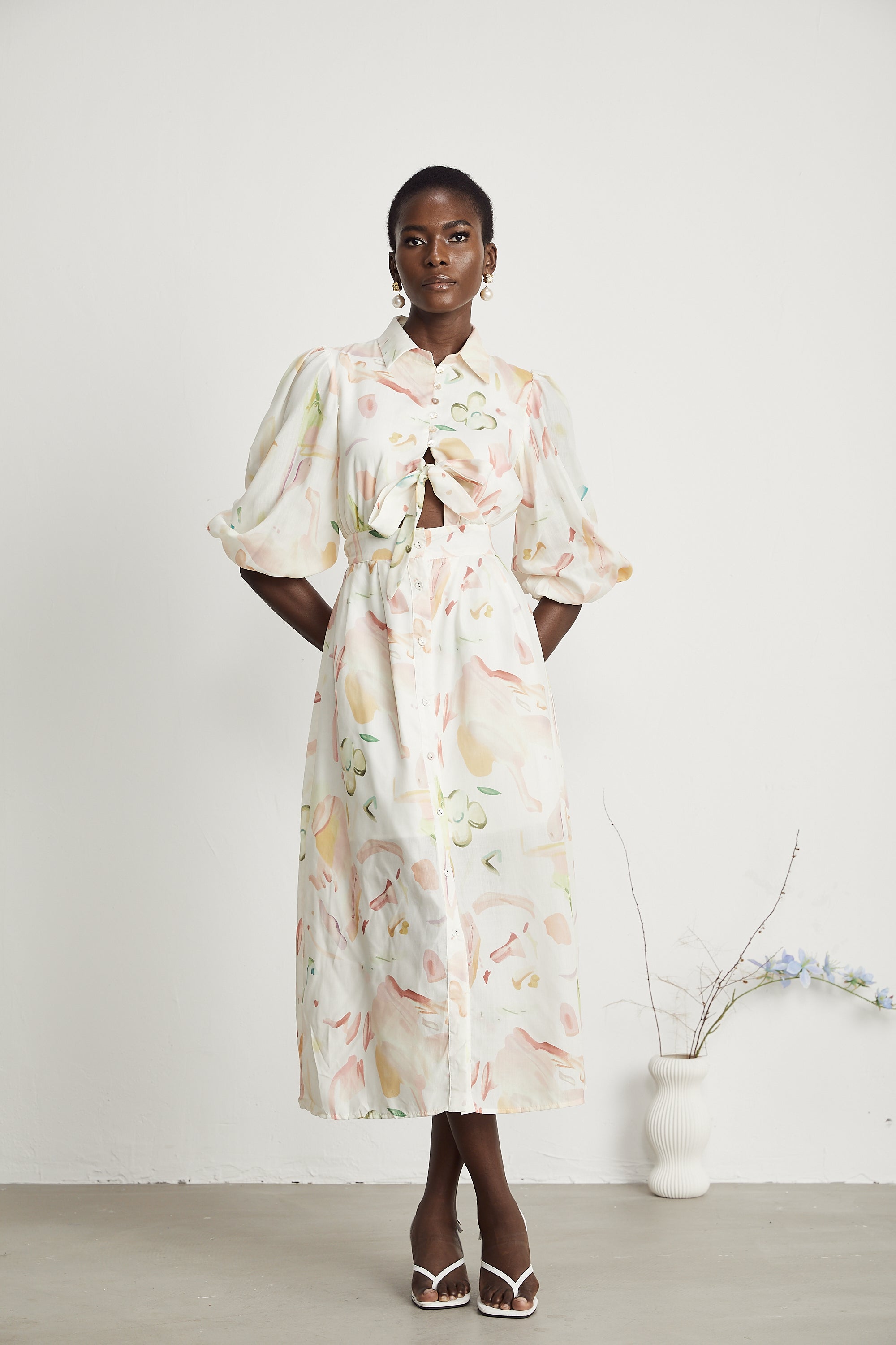 Noya desen midi elbise