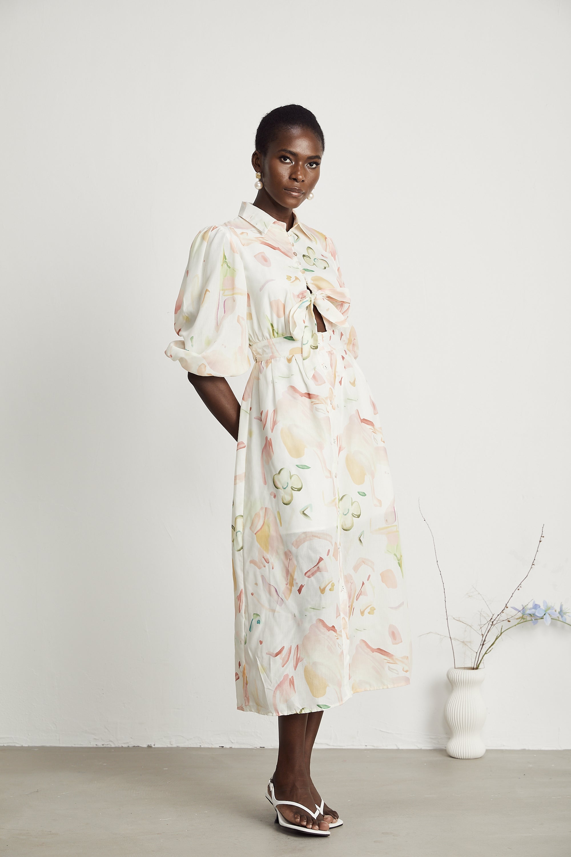 Noya desen midi elbise