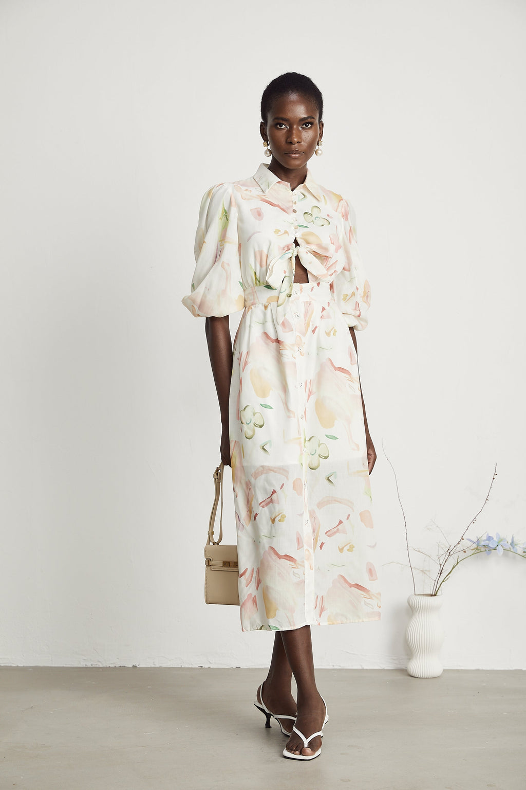 Noya desen midi elbise