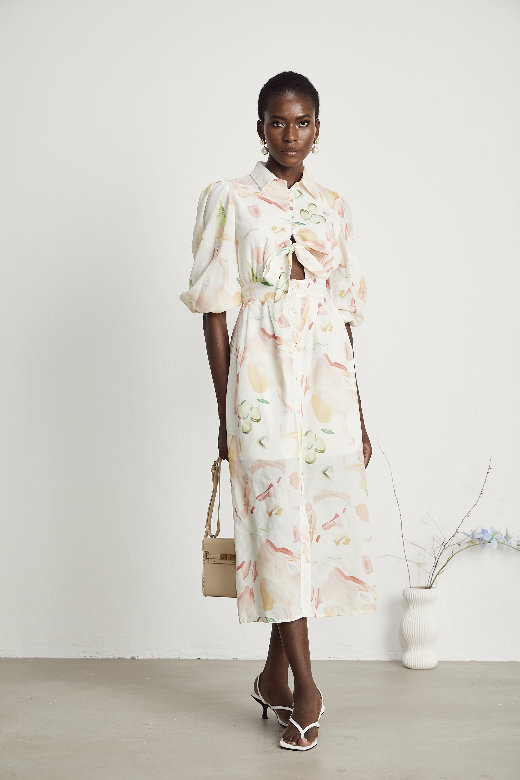 Noya desen midi elbise