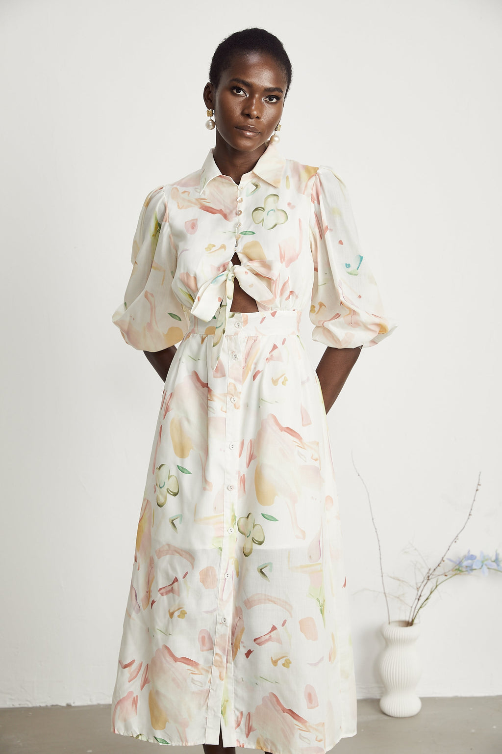 Noya desen midi elbise