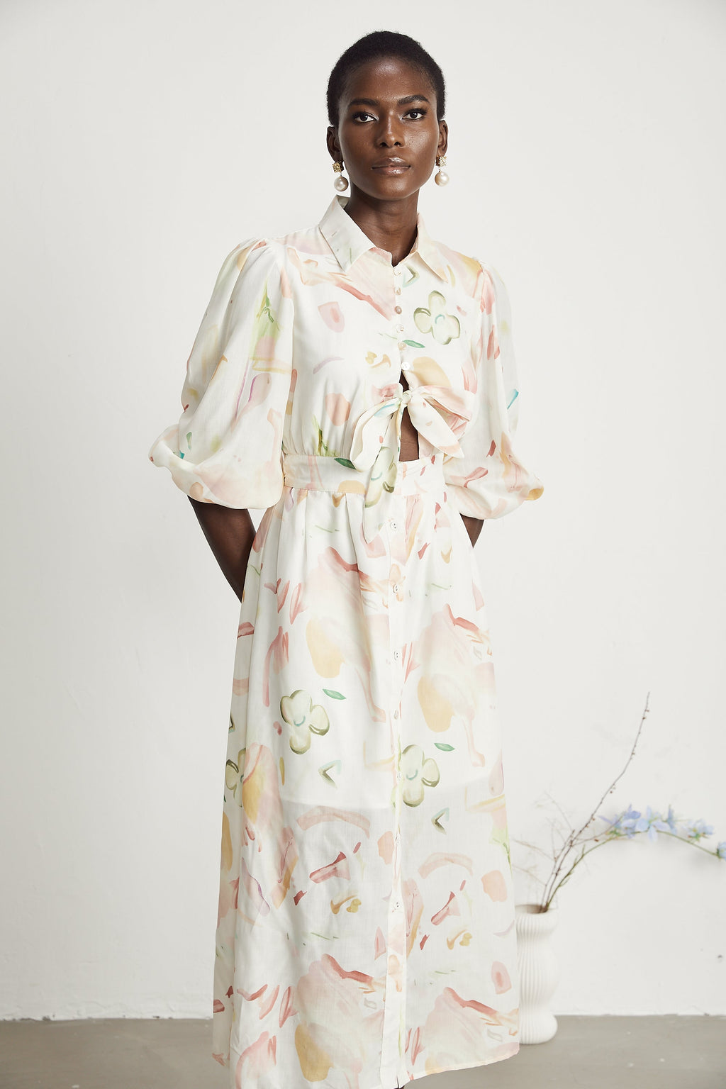 Noya desen midi elbise