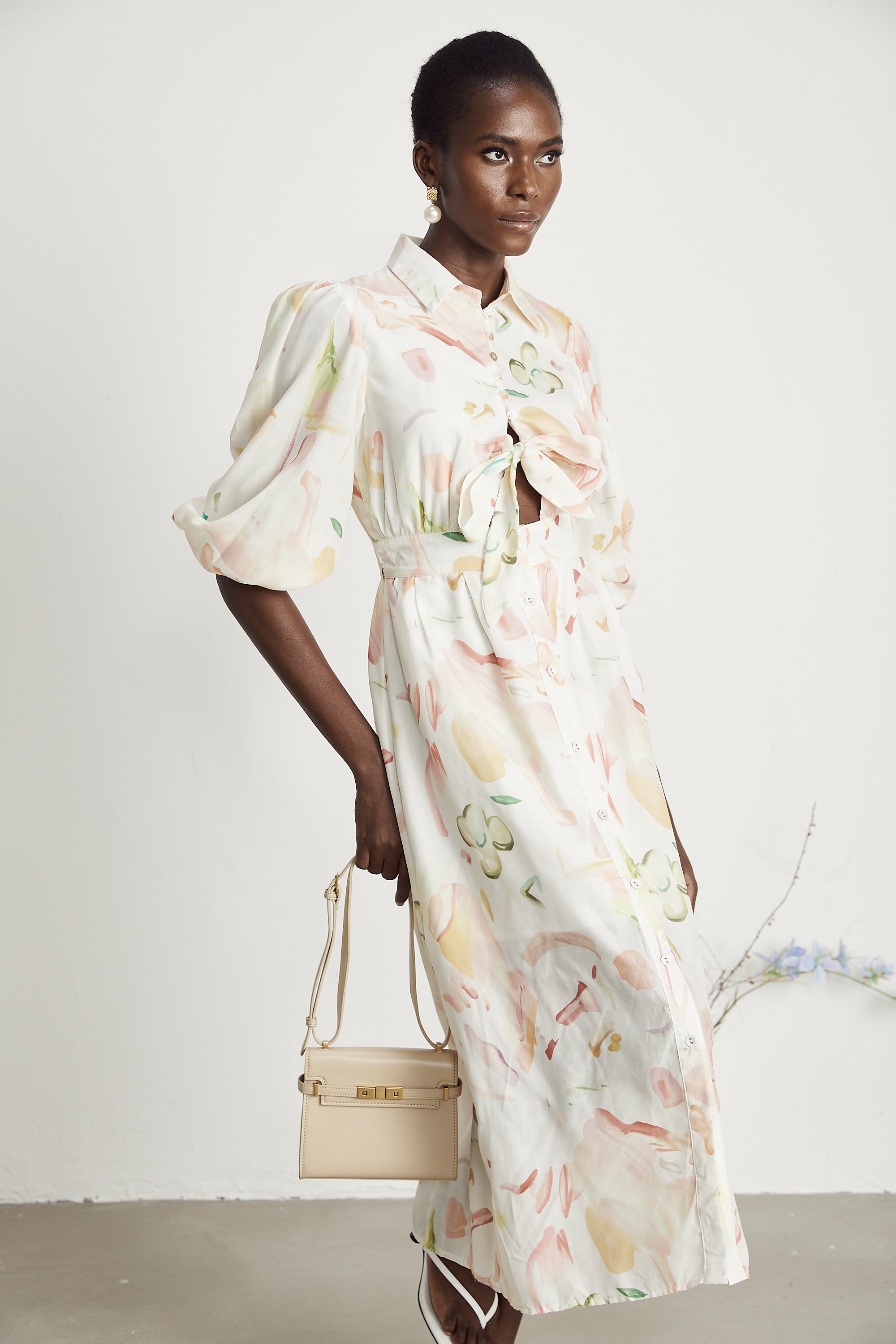 Noya desen midi elbise