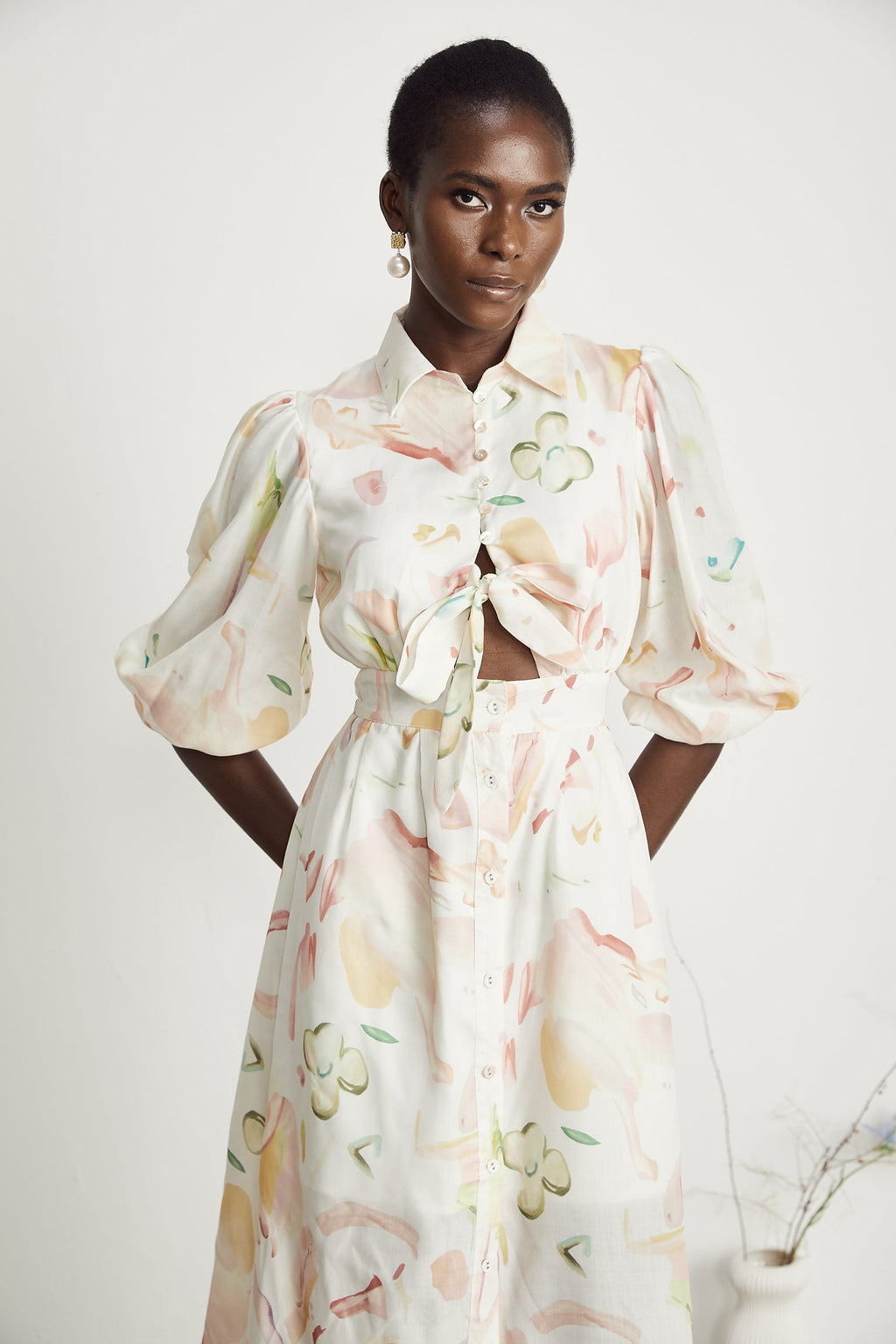 Noya desen midi elbise