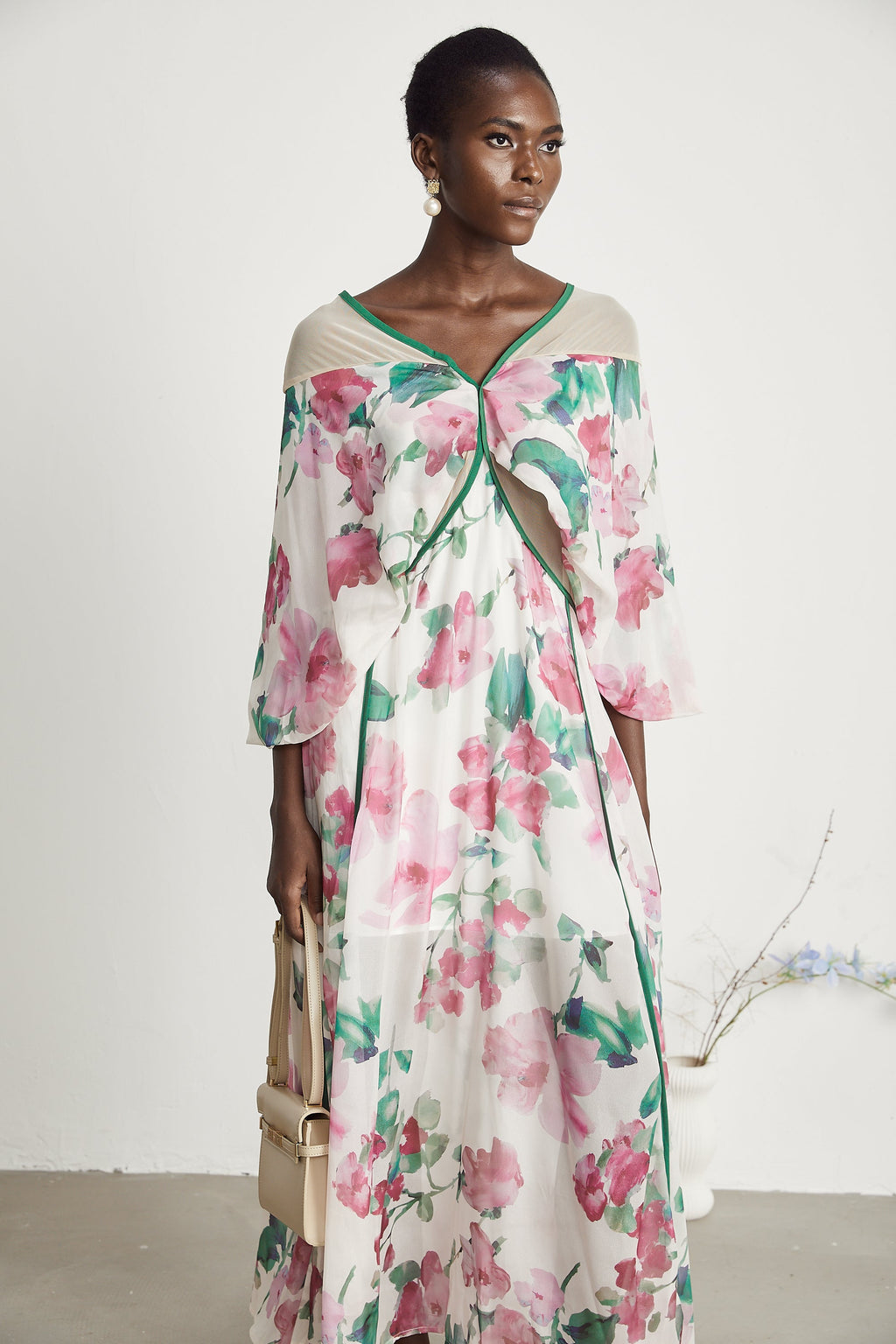 Olessia dekolteli midi elbise