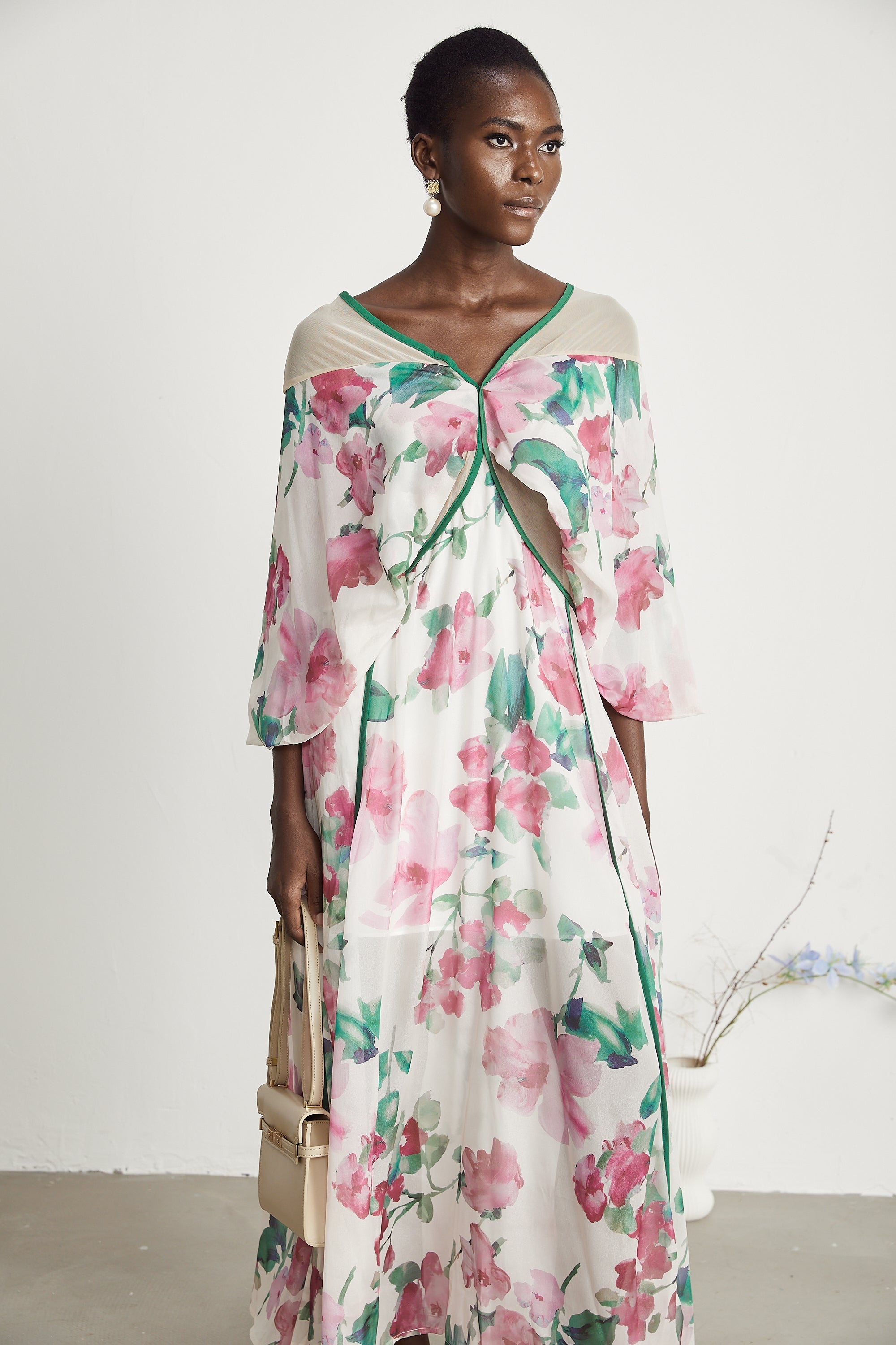 Olessia dekolteli midi elbise