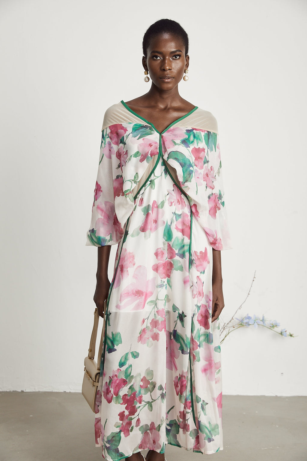 Olessia dekolteli midi elbise