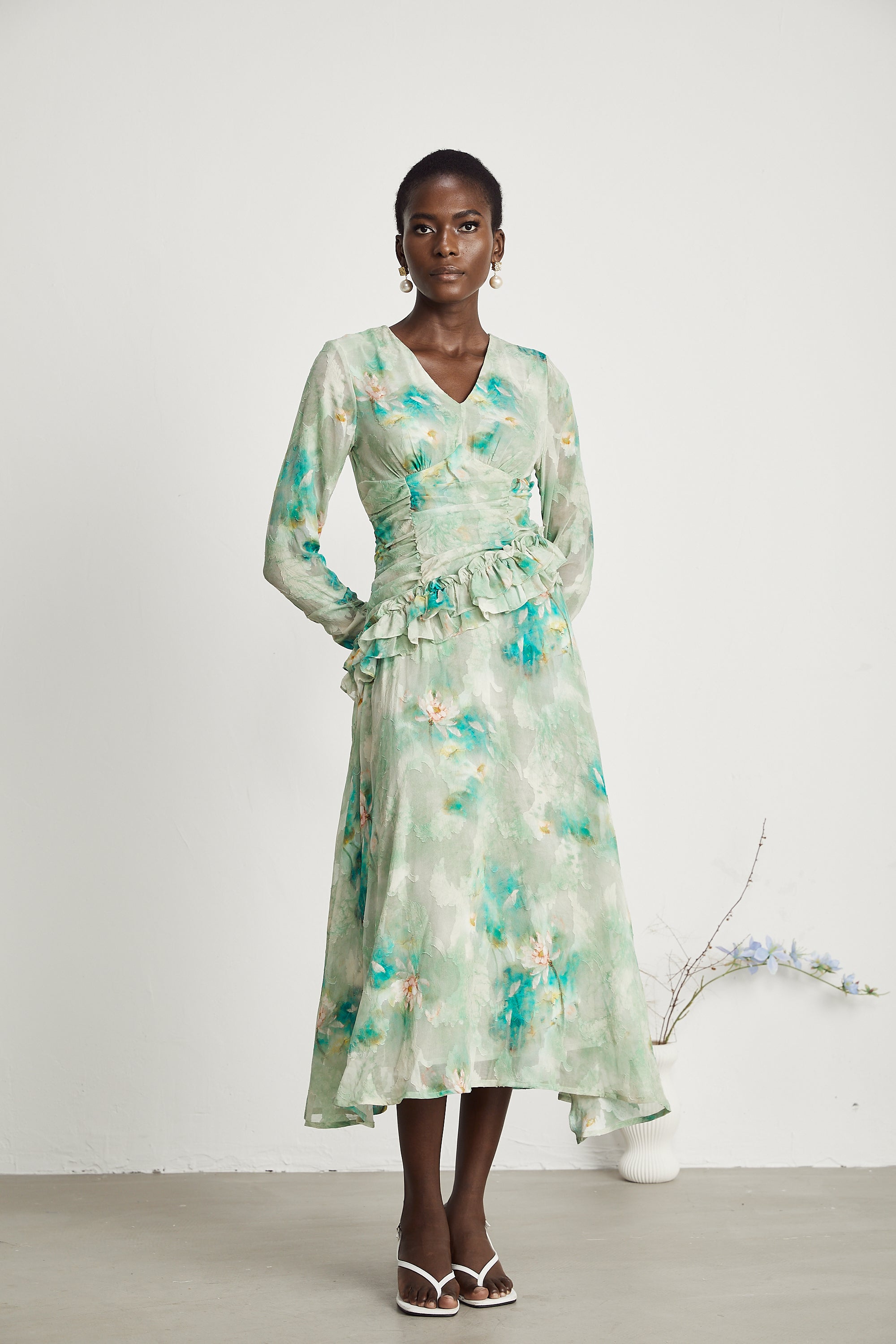 Odelle fırfır maksi elbise