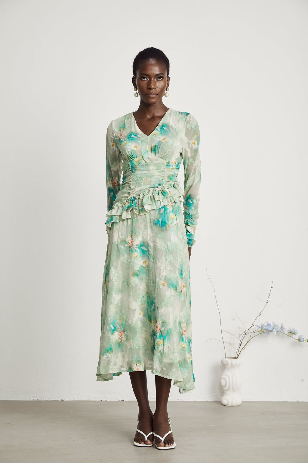 Odelle fırfır maksi elbise