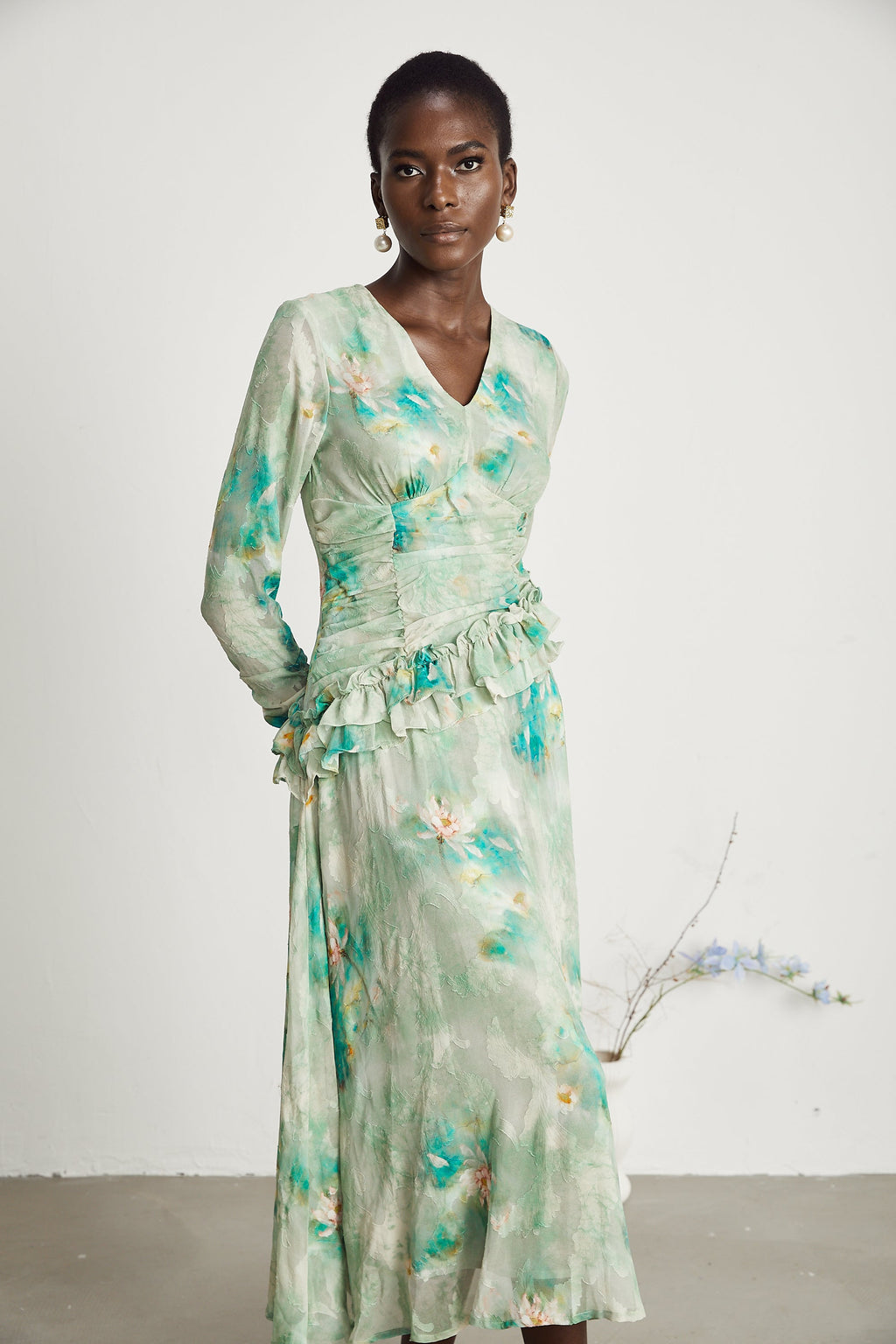 Odelle fırfır maksi elbise