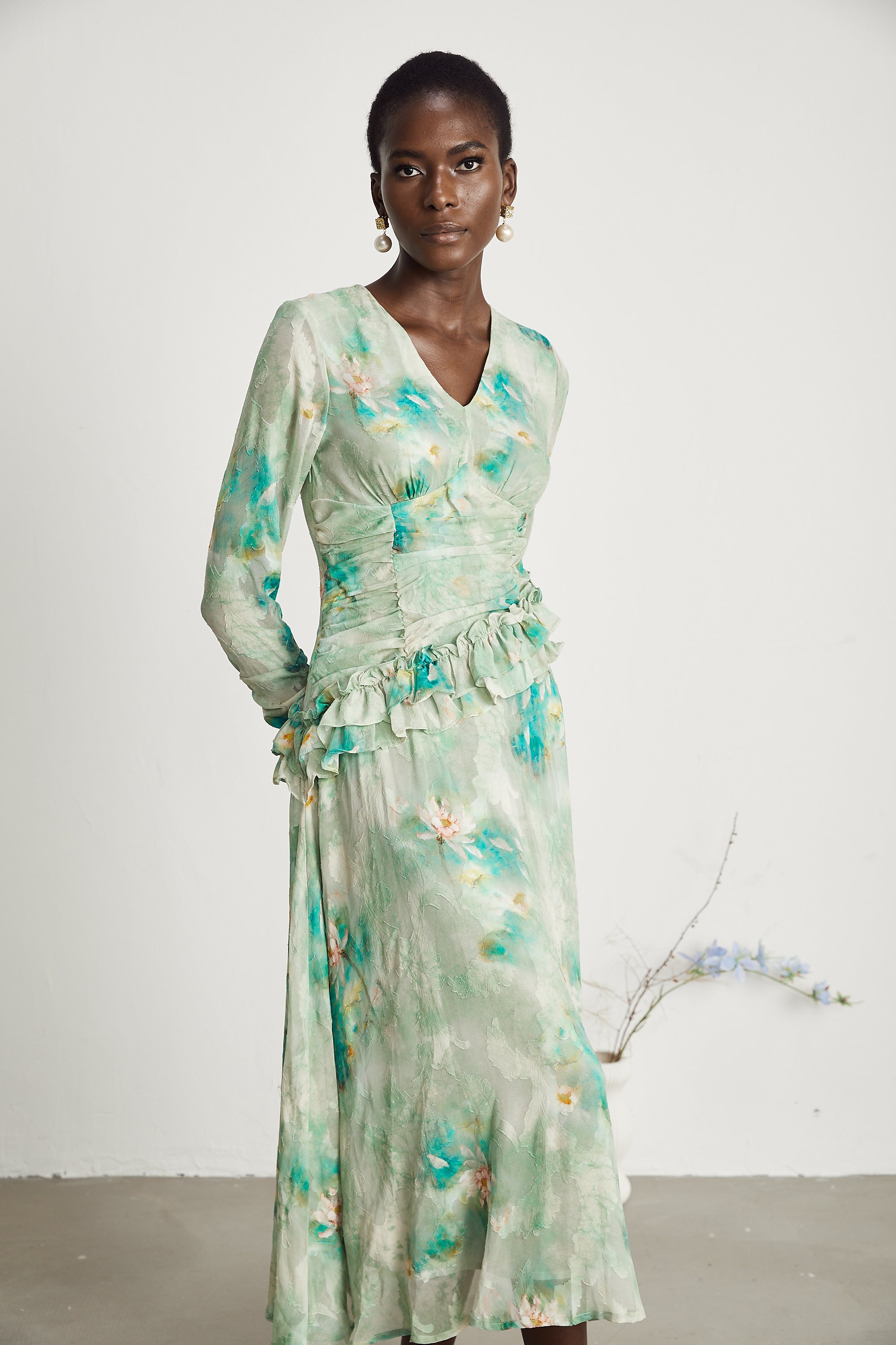 Odelle fırfır maksi elbise