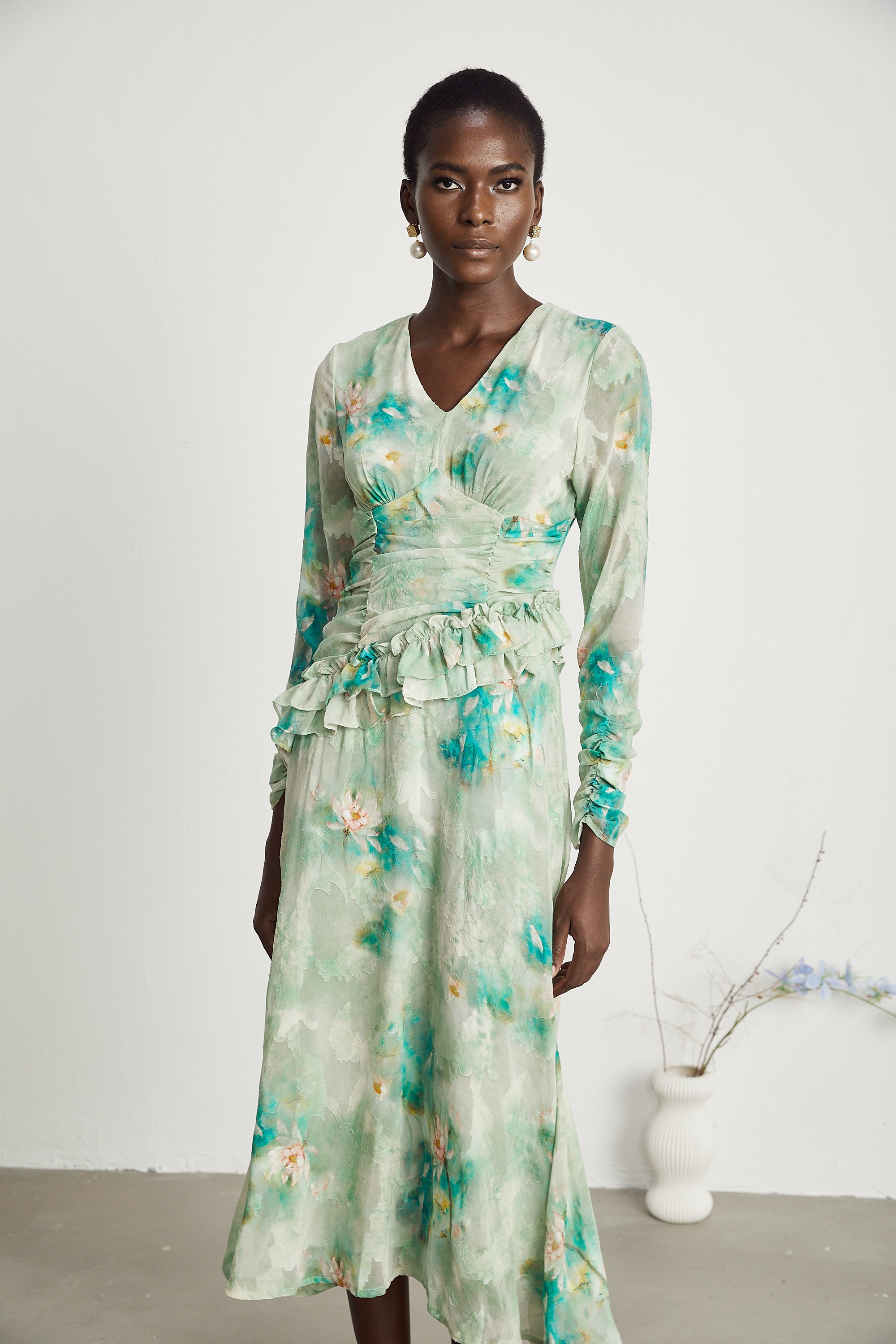 Odelle fırfır maksi elbise