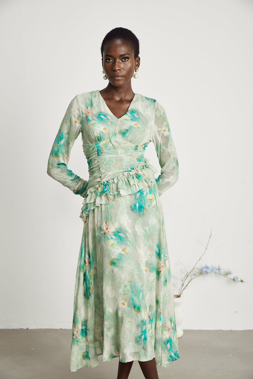 Odelle fırfır maksi elbise