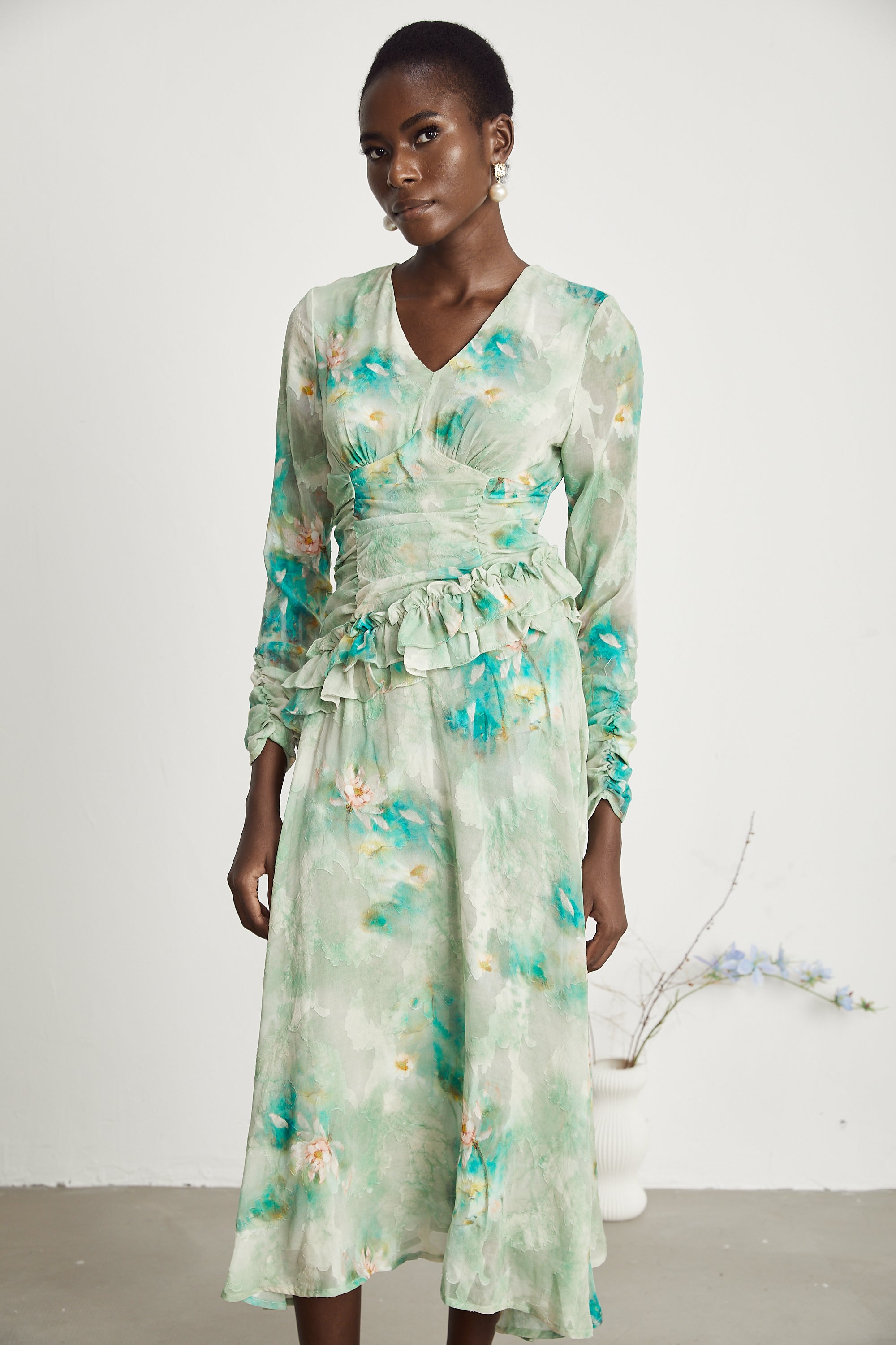 Odelle fırfır maksi elbise