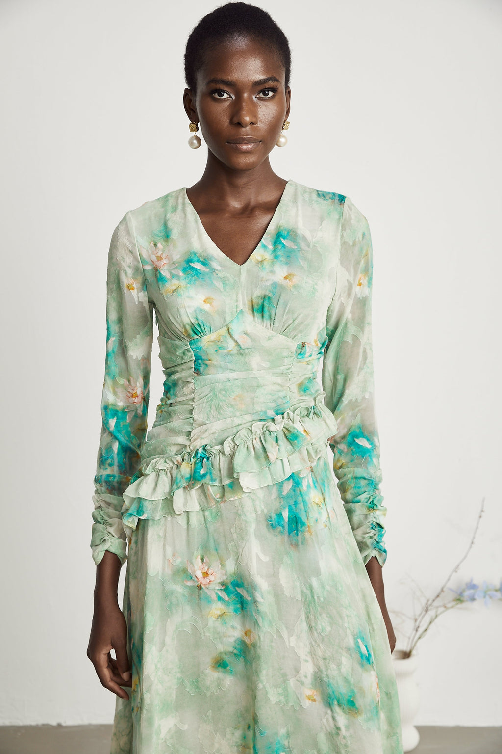 Odelle fırfır maksi elbise