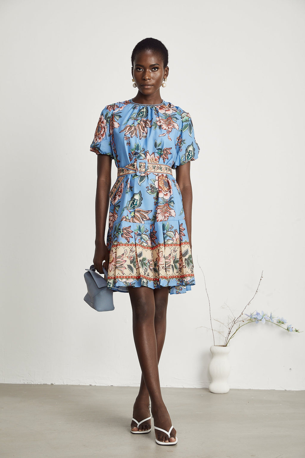 Coralie çiçek mini elbise