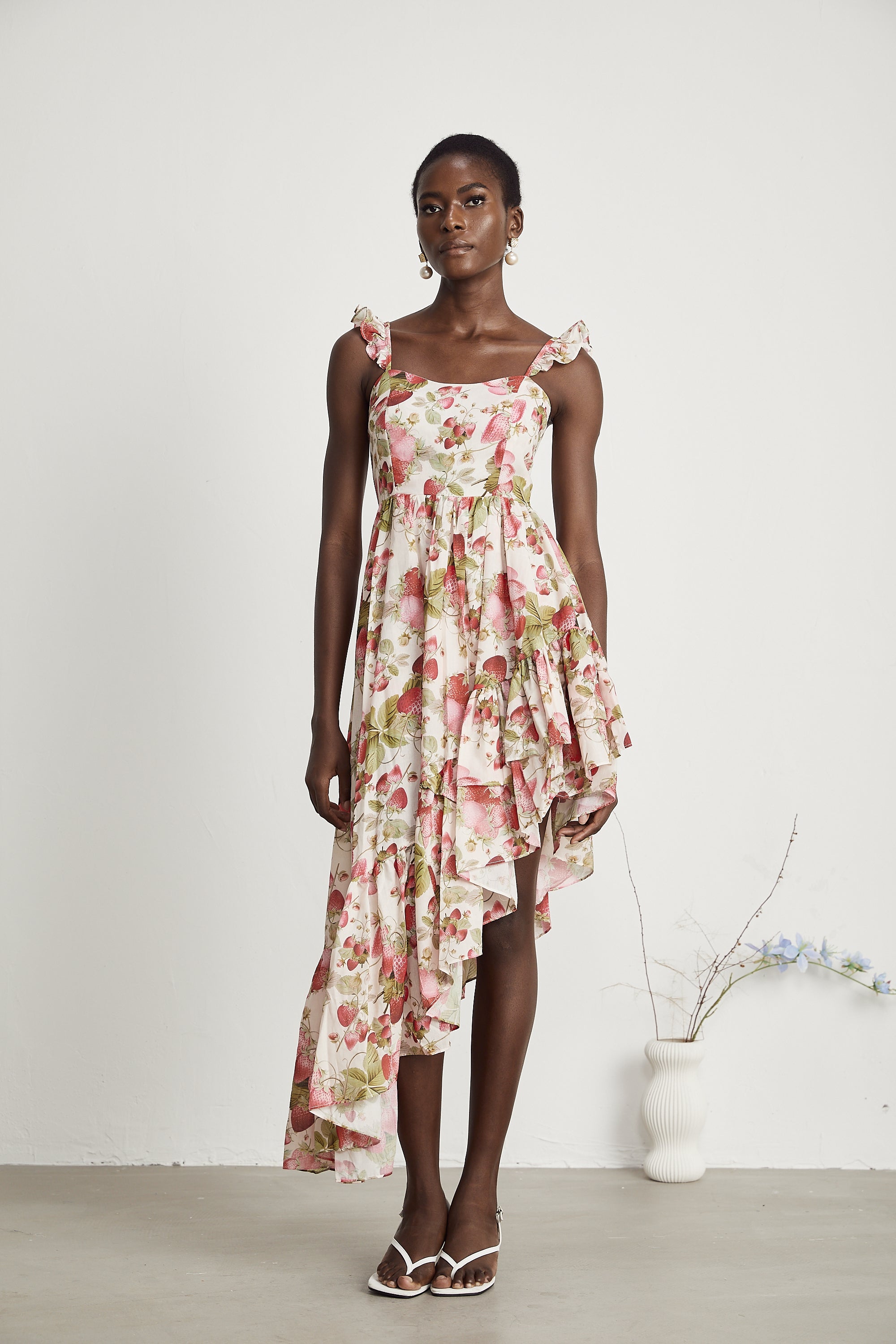 Vivien asimetrik midi elbise