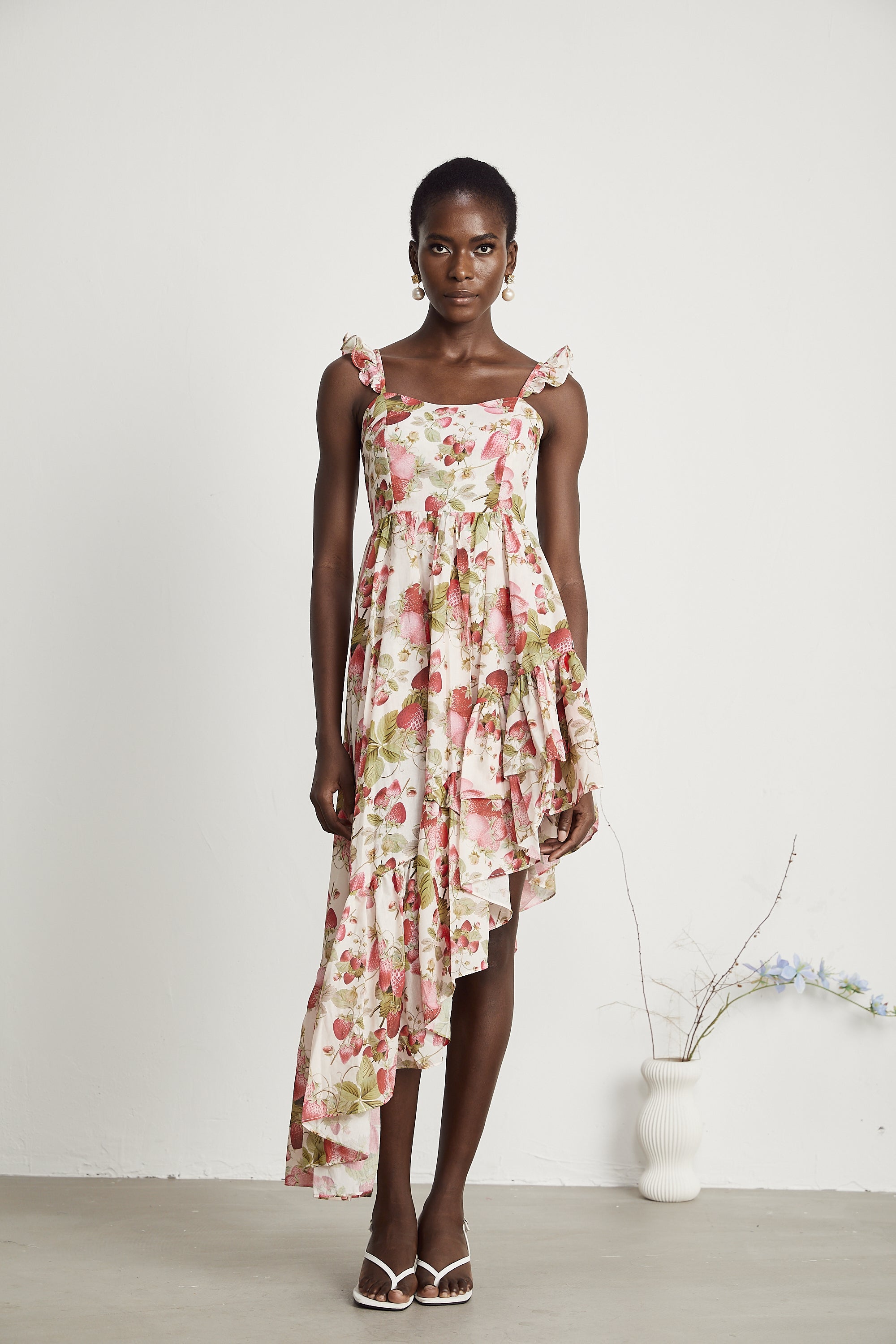 Vivien asimetrik midi elbise