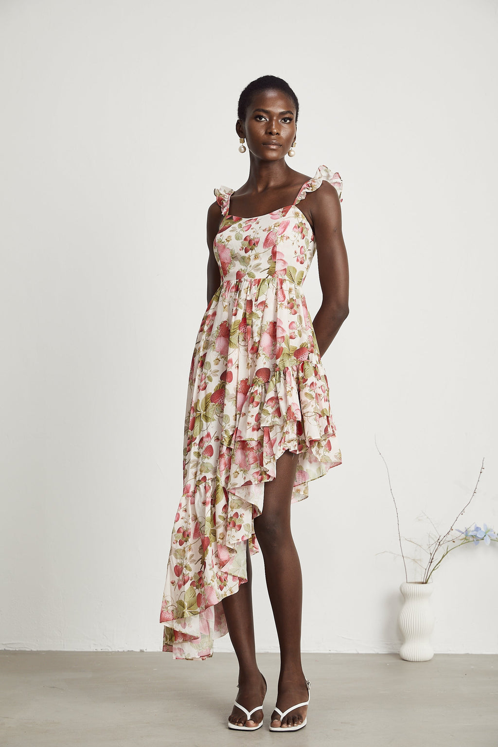 Vivien asimetrik midi elbise